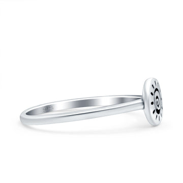Sun Band Oxidized Solid 925 Sterling Silver Thumb Ring (7mm)